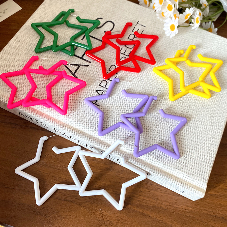 Korean Fashion Acrylic Star Earring for Women Summer Sweet Versatile Stud Earrings Personality Simple Holiday Cute Girl Jewelry