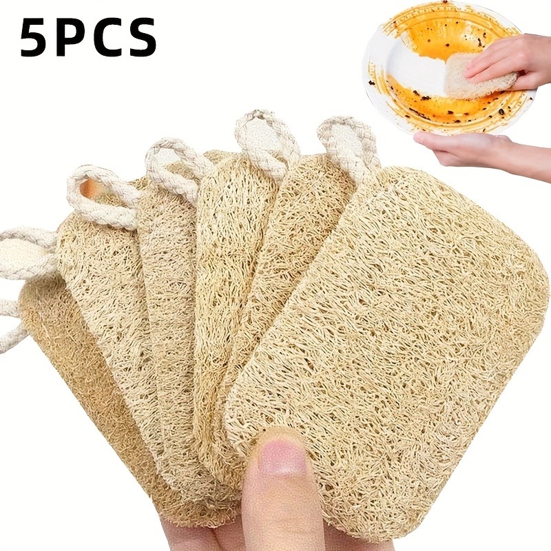 1/5 PCS Natural Loofah Sponge Scrubbers Multipurpose Cleaning Pads Eco-Friendly Kitchen Bathroom Cleaning Tool