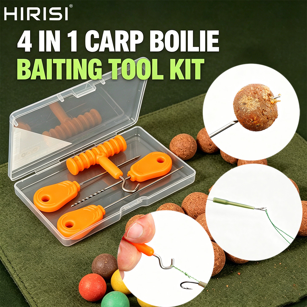 Hirisi BT06 4Pcs Carp Fishing Bait Needle With Storage Box Professional Bait Threading Tools Carp Angling Fishing Accessories