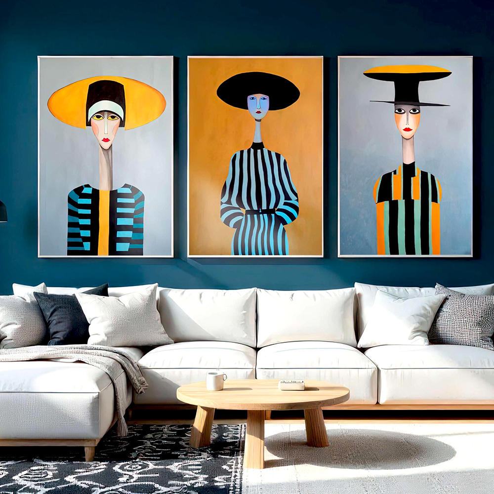 Modern Surreal Fashion Art Line Female Posters Abstract Modigliani Style Long Neck Female Portrait Canvas Painting Home Decor