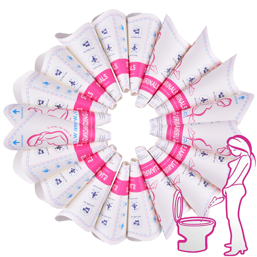 6-20pcs Women Disposable Paper Urinal Travel Urination Device for Pregnant Woman Funnel Travelers Campers Outdoor Activities