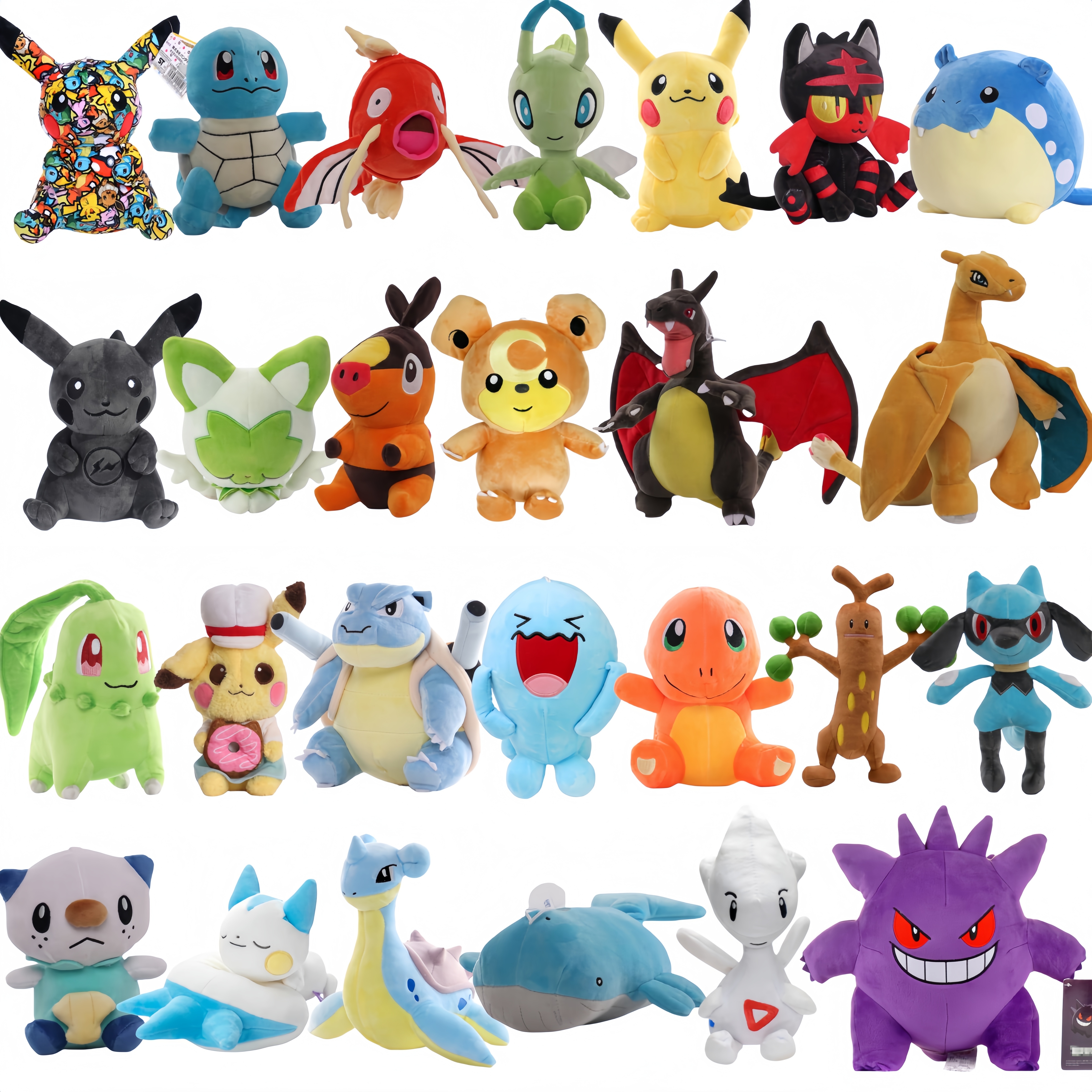 Dark Pikachu Plush Toy Pokemon Sudowoodo Oshawott Blastoise Celebi Tepig Stuffed Doll Eevee Chikorita Gengar Sprigatito Kid