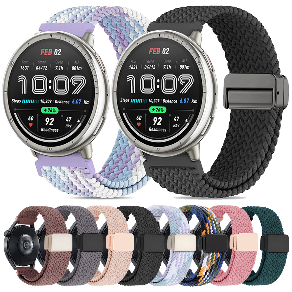 Nylon Braided Strap for Amazfit Active 2 Magnetic Buckle Watchband for Amazfit GTS/GTR/Bip 22mm 20mm Sports Bracelet Replacment