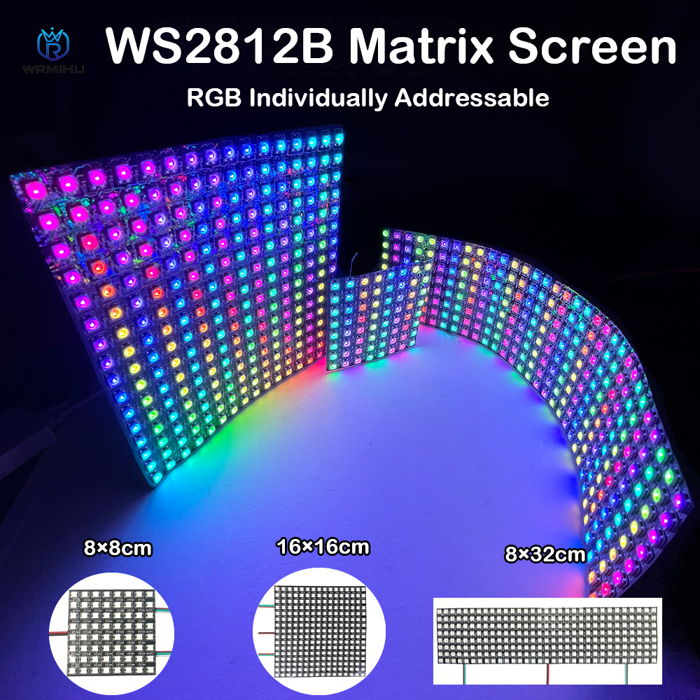 JAERBEE 5X WS2812B LED RGB Flexible Pixel Panel 16X16 Individually Addressable Panel Light LED Module Matrix Screen
