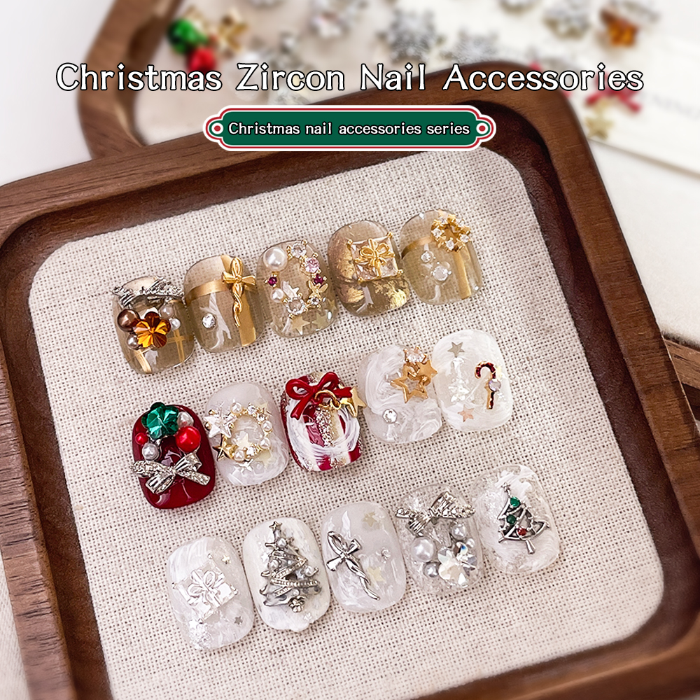 kaniu 1Pc zircon nail accessory nail decoration material snowflake tree wreath nail DIY supplie