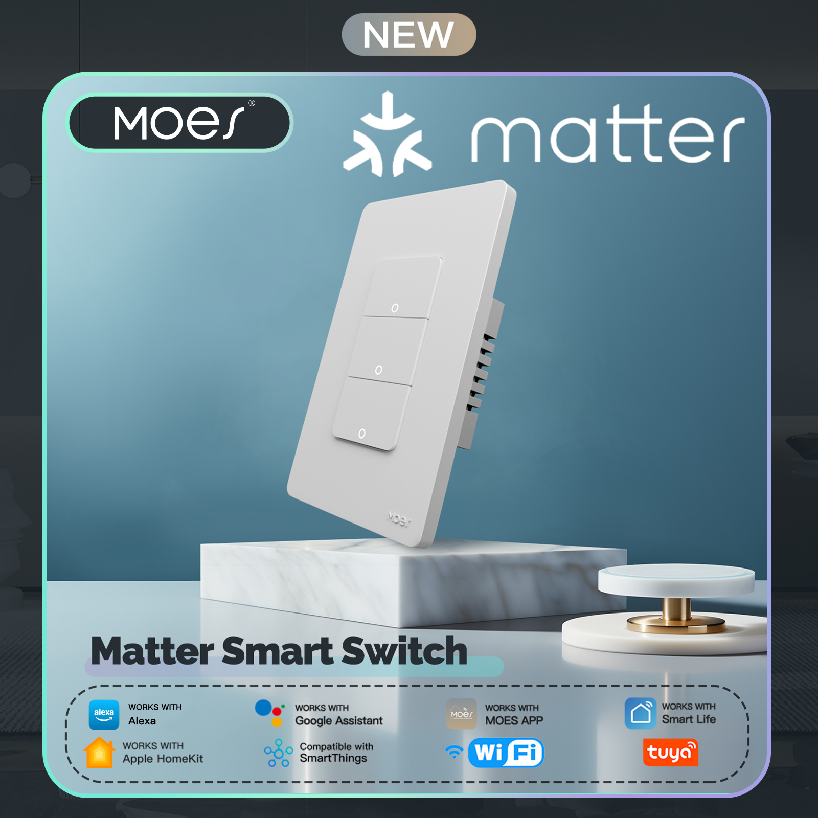 Matter WiFi Smart Switch Module Neutral Wire Required Smart Home DIY Light Breaker Works with Homekit Alexa Home
