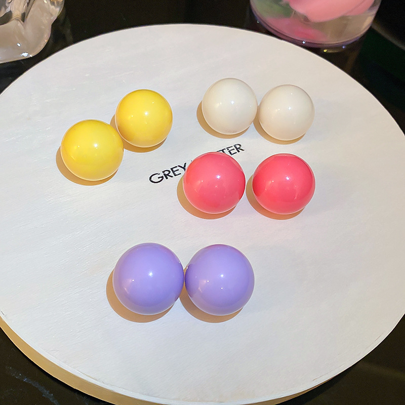 Candy Color Smudge Round Stud Earrings for Women Sweet Simple Personality Earring Elegant Versatile Fashion Jewelry Holiday K