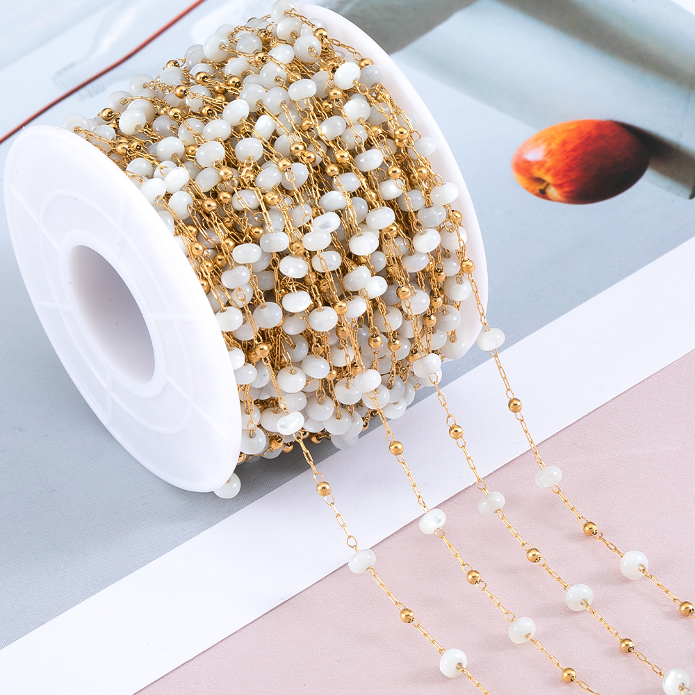 1meter New Stainless Steel Golden Bead Chain Flat Round Wheel Beaded Chain for Necklace Bracelet Summer Anklet Jewelry Making