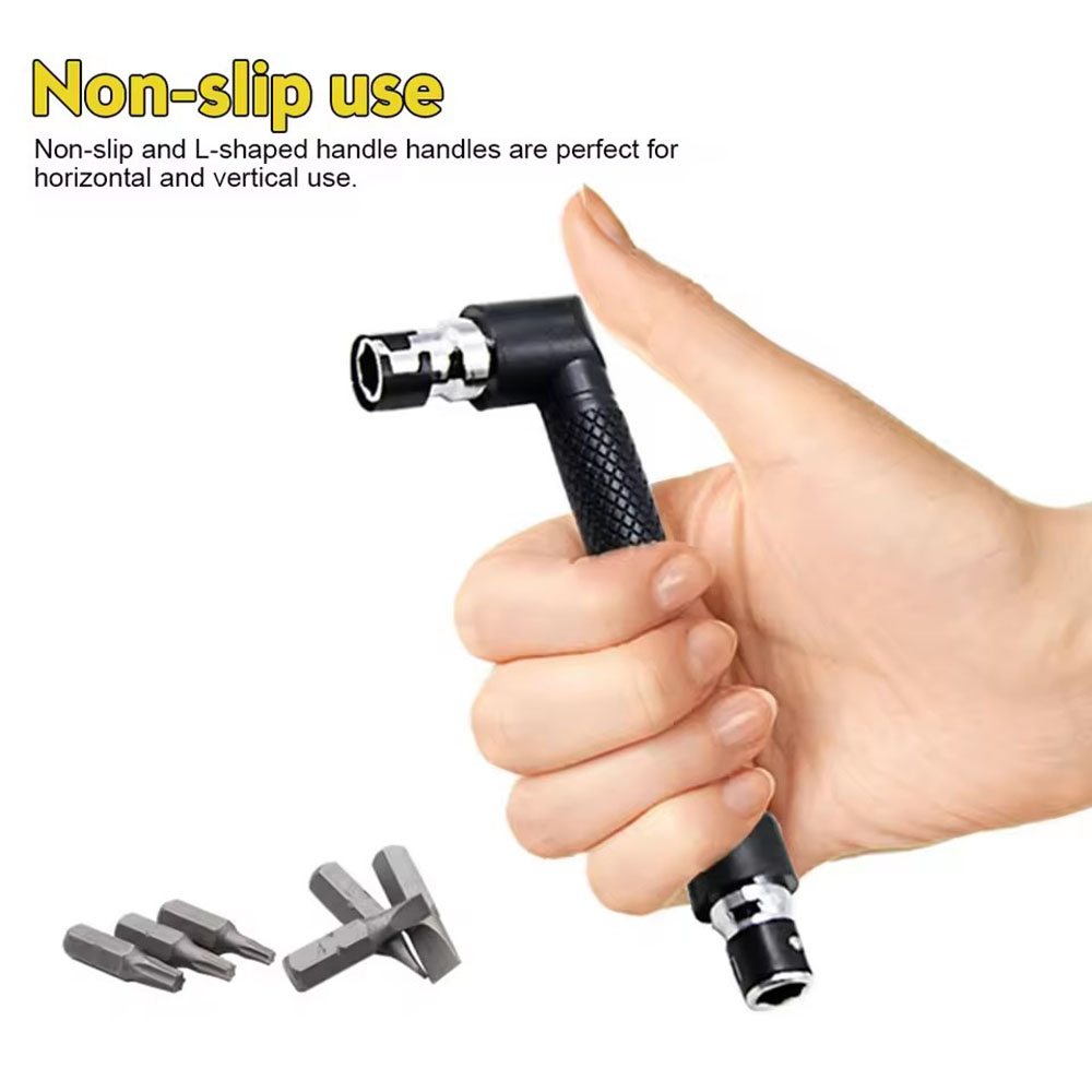 L-shaped 1/4 Hexagonal Screwdriver Bit 90 Degree Double Head Handle Black 6.35 Wrench 10pc Yellow Tape Screwdriver Bit Tool Set