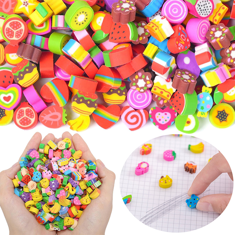 20/40/50/100/200pcs Mini Eraser Cute Cartoon Pattern Bulk Student Stationery Office Supplies School Activity Rewards Gifts TMZ