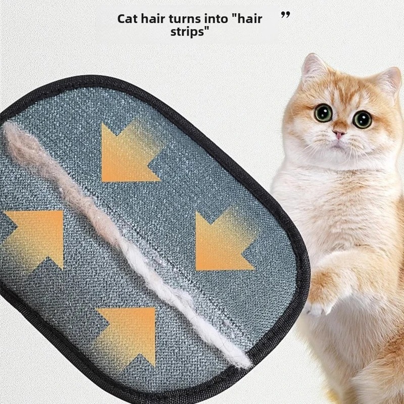 2 in 1 Pet Hair Removal Mitts for Cats Dogs Electrostatic Grooming Glove Reusable Washable with Lint Roller Brush Safe Non Toxic
