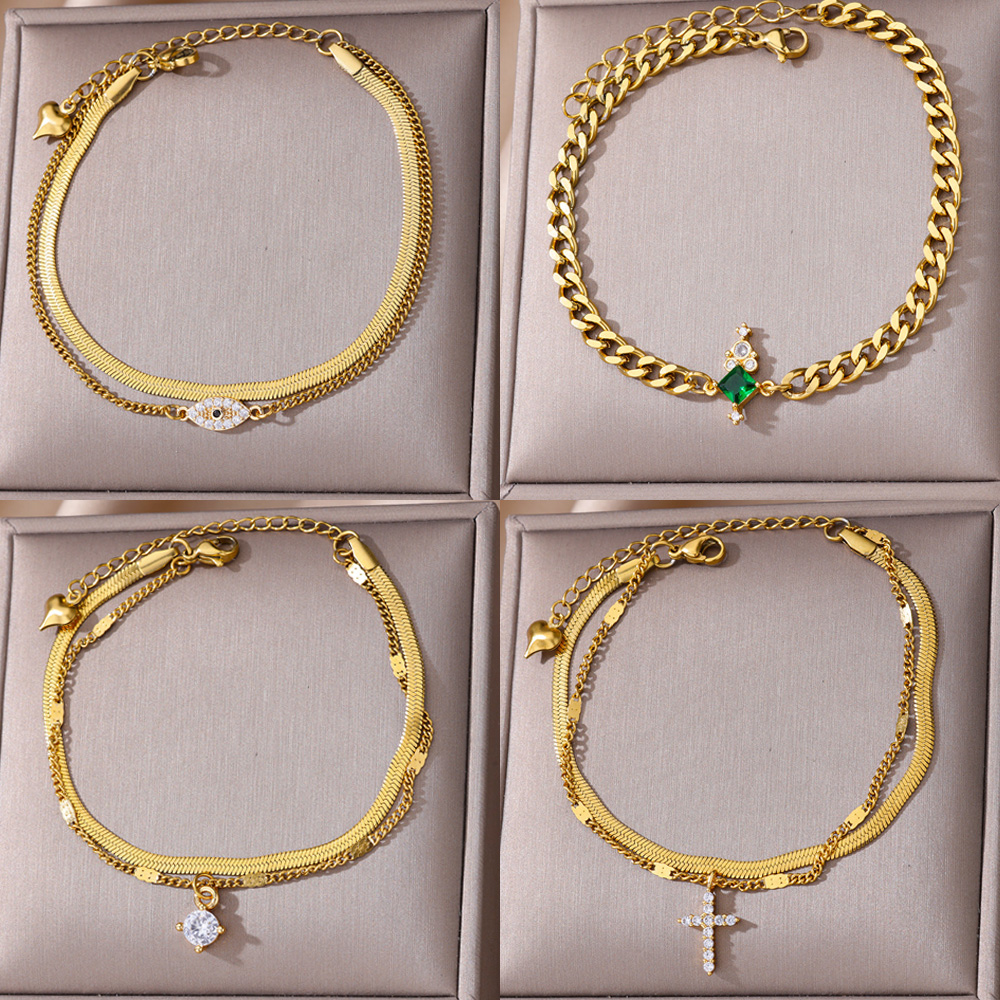 Turkish Evil Eye Anklets for Women Gold Color Stainless Steel Anklet Bracelet Summer Jewelry Accessories mujer Freeshipping Item
