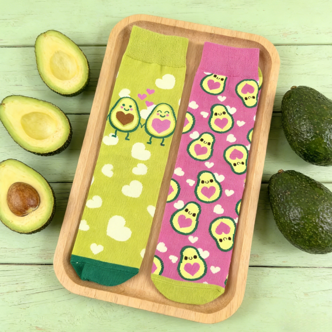【1 Pair】Fresh and Stylish Asymmetrical Avocado Mid-calf socks , An Essential For Fashionable Individual Outfits