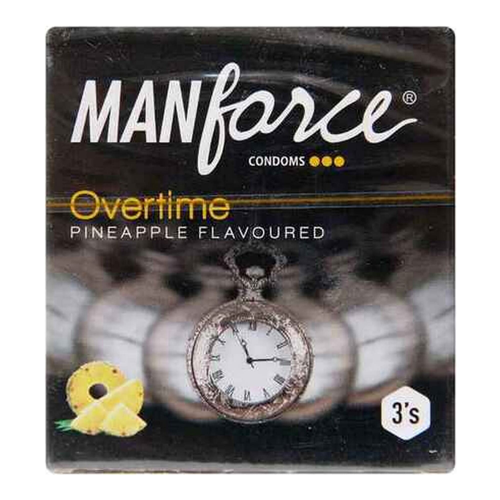 Manforce Overtime Condoms - Pineapple Flavour 3's (Pack of 4)