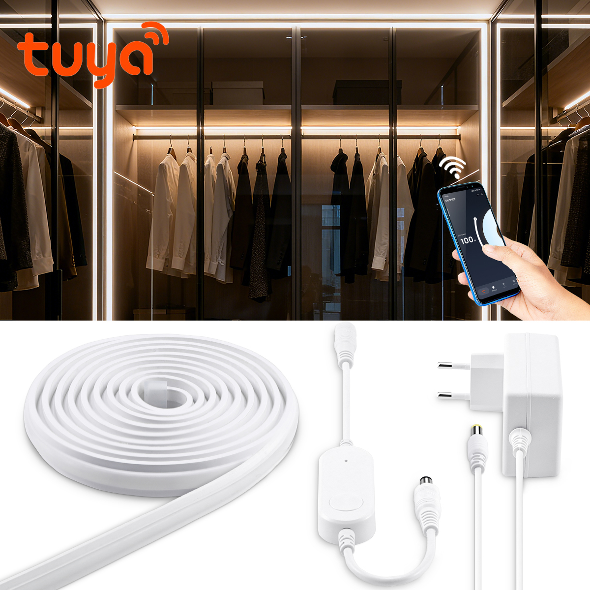 Tuya Smart Home Neon Silica Gel Tape 24V COB LED Strip Light WiFi APP Control Room Backlight Decor work with Alexa Home lightify