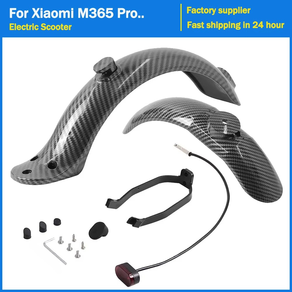 Electric Scooter Carbon Fiber Mudguard Kit for M365 M365 Pro Rear Fender Tyre Splashproof Bracket Set