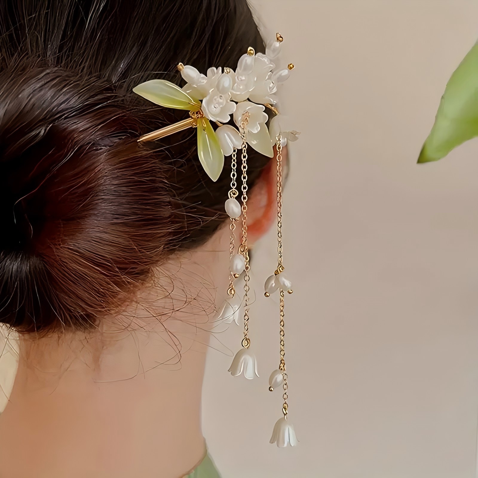 1pc White Lily of the Valley Hairpin Fairy Tassels Ancient Style Chinese Style Headwear Handmade Hair Accessories Hair Needle
