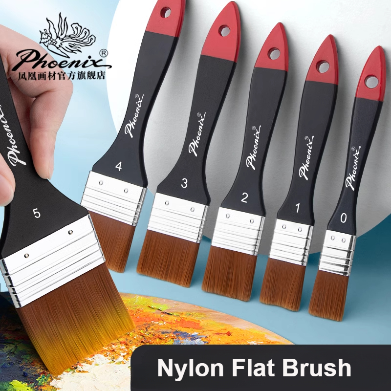 PHOENIX Flat Art Paint Brushes 1/3/5/8 Pcs Nylon Painting Brushes for Gesso, Acrylic, Watercolor, Wood, Wall, Furniture-Brush