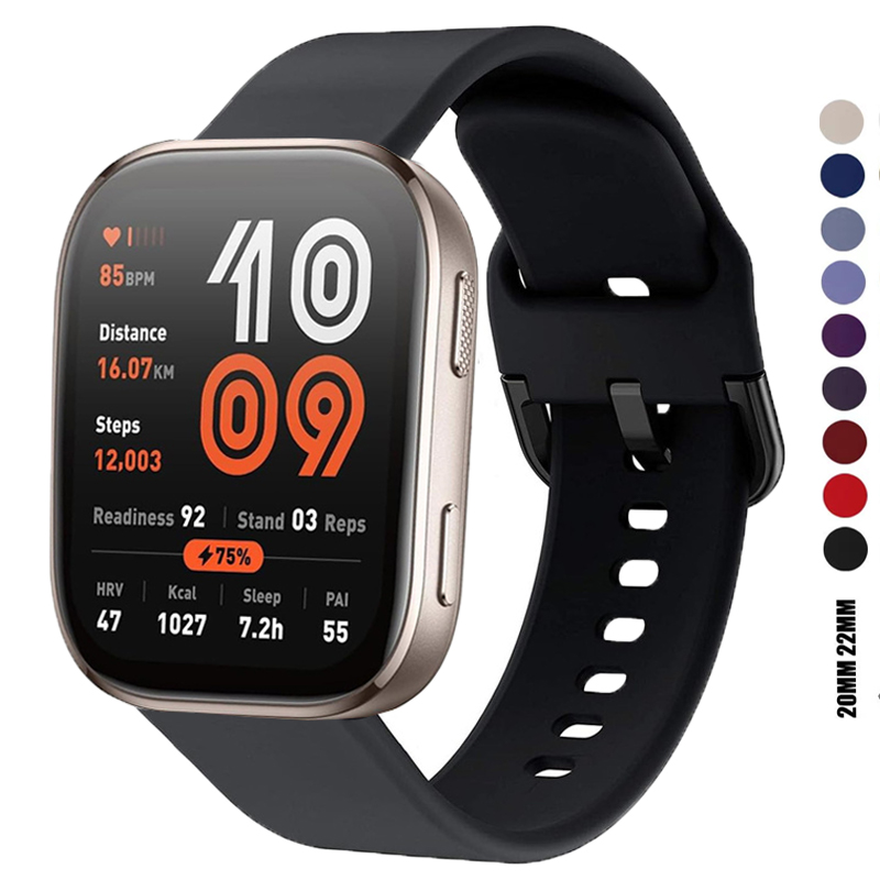 20mm/22mm Silicone band For Amazfit GTS 4/3/2/2e/GTS2 Mini/GTR 42mm/47mm/GTR 4/3 Pro/2 Sport Watch Bracelet Amazfit bip strap