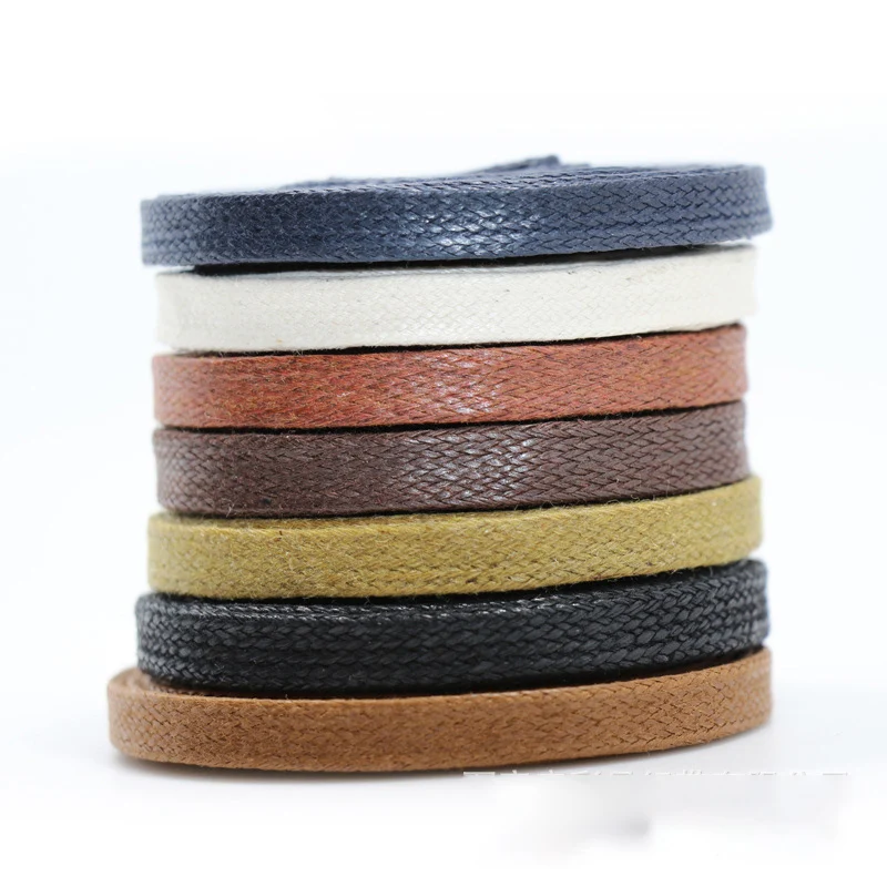 1 Pair New Leather Waterproof Casual Shoe Laces Unisex Waxed Flat Shoelaces for Boots Adjustable Length 60CM To 180CM