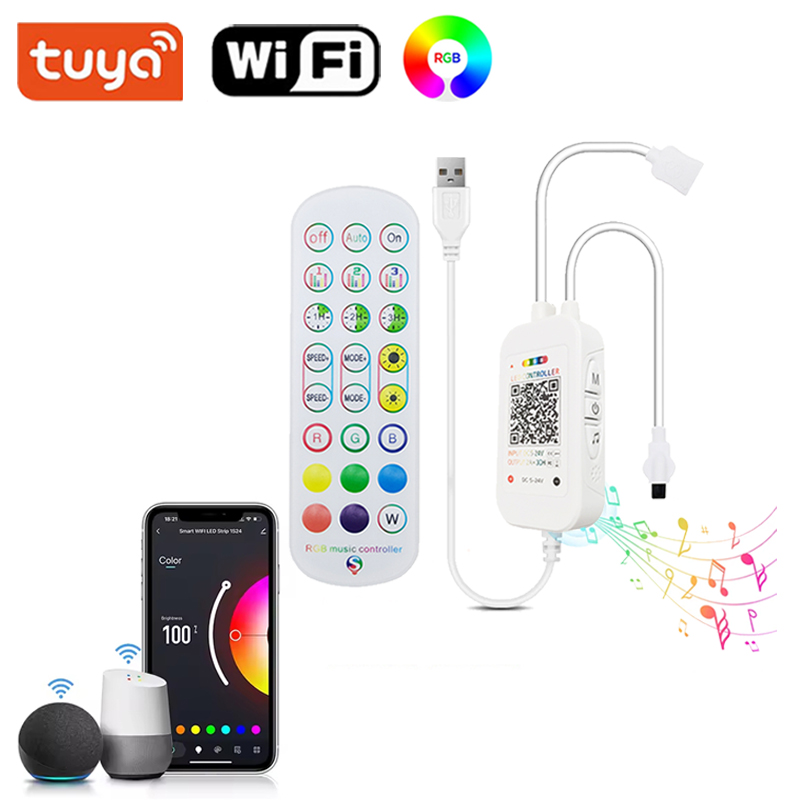 Tuya Wifi Rgb Lighting Controller 5V 4 Pin Rgb Led Controller Usb Bluetooth Smart Controller Programmable Music Sycn Led Light
