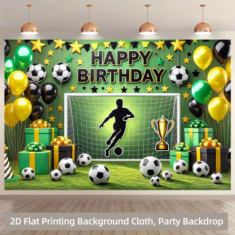 2D Flat, 2D Flat Printed Background Banner 1pc, Football Birthday Party Decoration Background Cloth, Multifunctional Photography