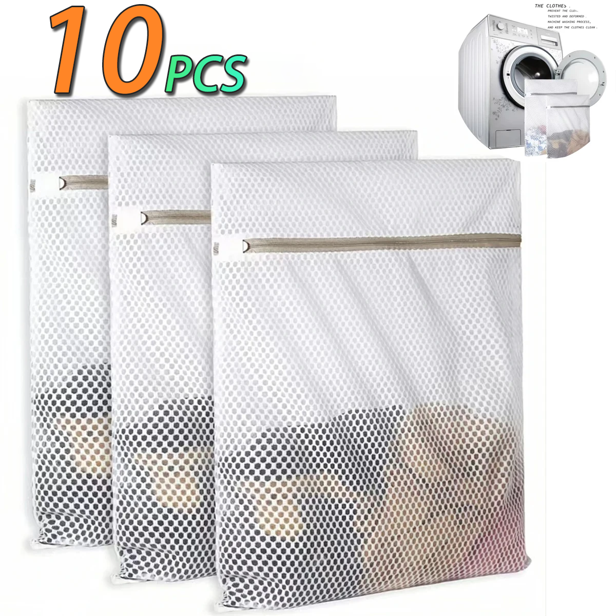 1-10PCS White Durable Honeycomb Mesh Laundry Bags for Delicates Net Fabric Durable and Reusable Delicate Wash Bag