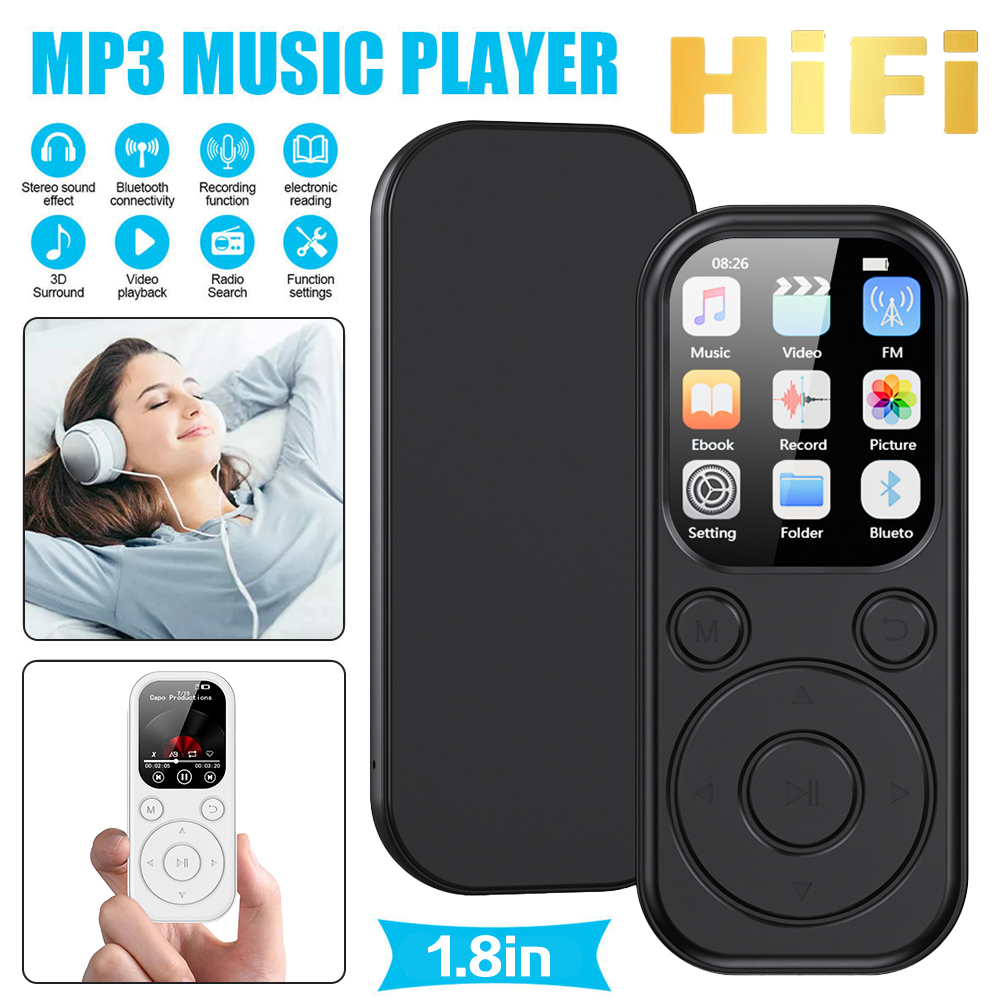MP3 Player Bluetooth 5.4 Portable Video Music Player Sports Mini MP3 Walkman with Screen Support FM Radio Recording E-Book New