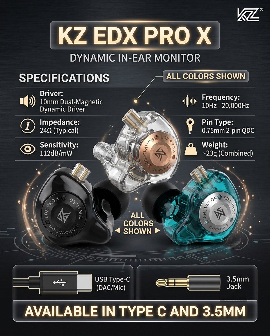 KZ EDX PRO X TYPE C DETTACHBLE IEM FOR MUSIC LOVER