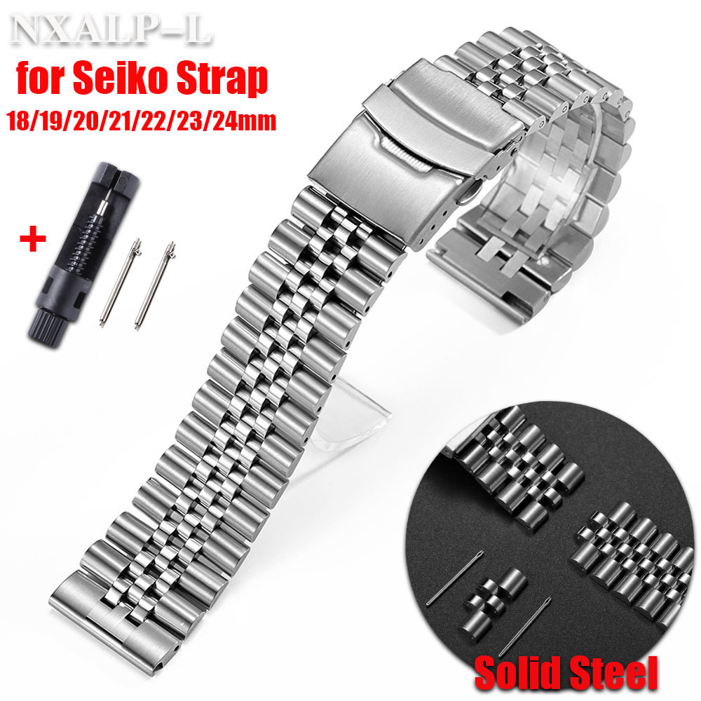 Solid Stainless Steel Watchband 18/19/20/21/22/23/24mm for Seiko SKX007 SKX009 for Jubilee Straight End Bracelet Men Sport Strap
