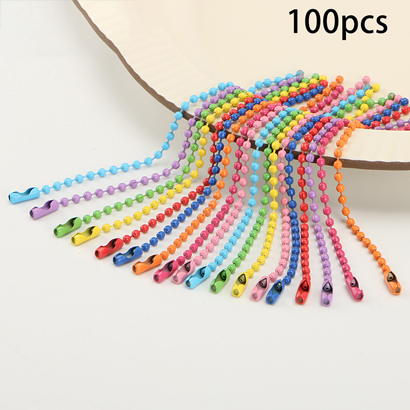 ‘100Pcs Ball Bead Chains Fits Key Chain/Dolls/Label Hand Tag Connector For DIY Bracelet Jewelry Making Accessorise 10cm