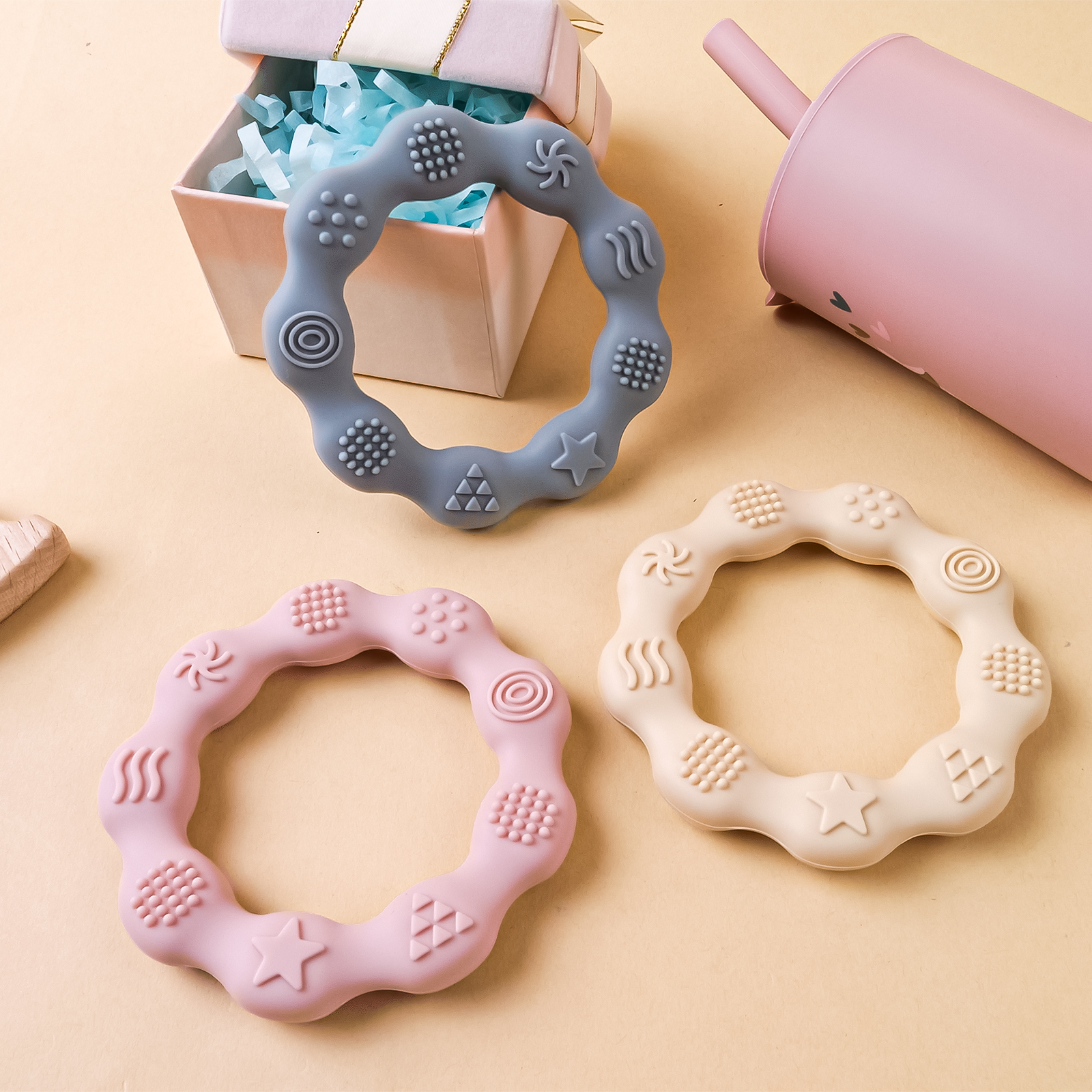 TYRY.HU 1pcs Silicone Baby Teether Molar Toy Tactile Cognition Soft Silicone Newborn Grip Teething Toys Baby Shower