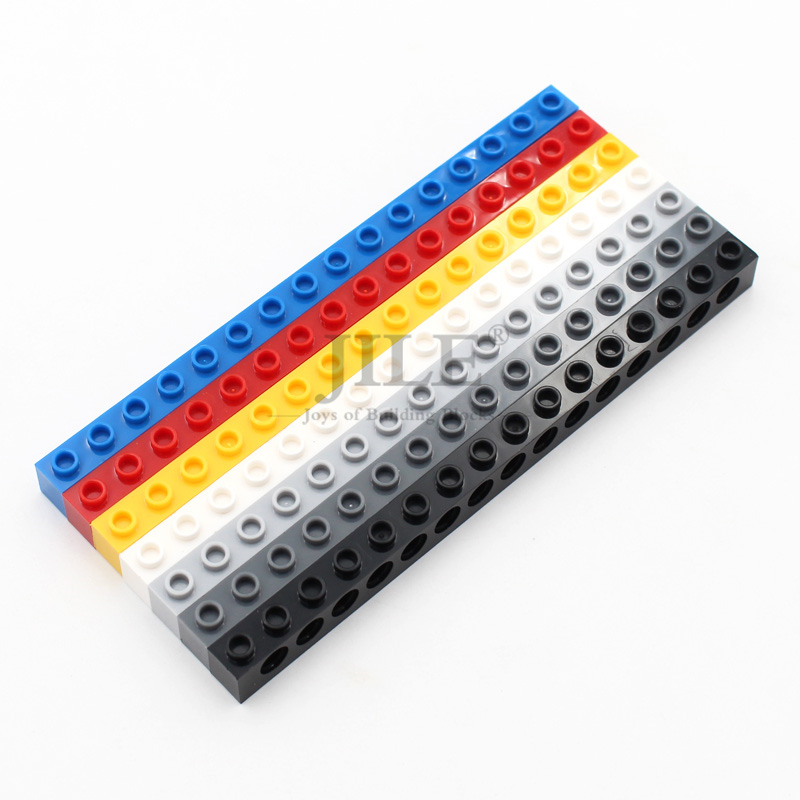 10pcs MOC Technical Brick 1x16 with Holes Enlighten Building Block 3703 Compatible with Construction Car Assembles Particles Toy
