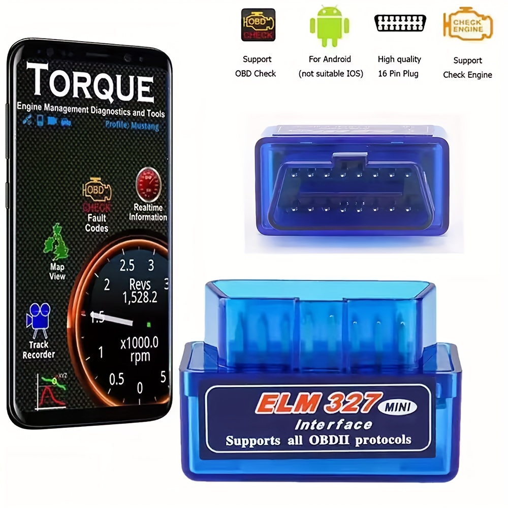 Elm327 Bluetooth Obd2 Scanner Car Diagnostic Tool, Wireless Obdii Code Reader, Engine Fault Code Scanner with Vehicle Data Monitor