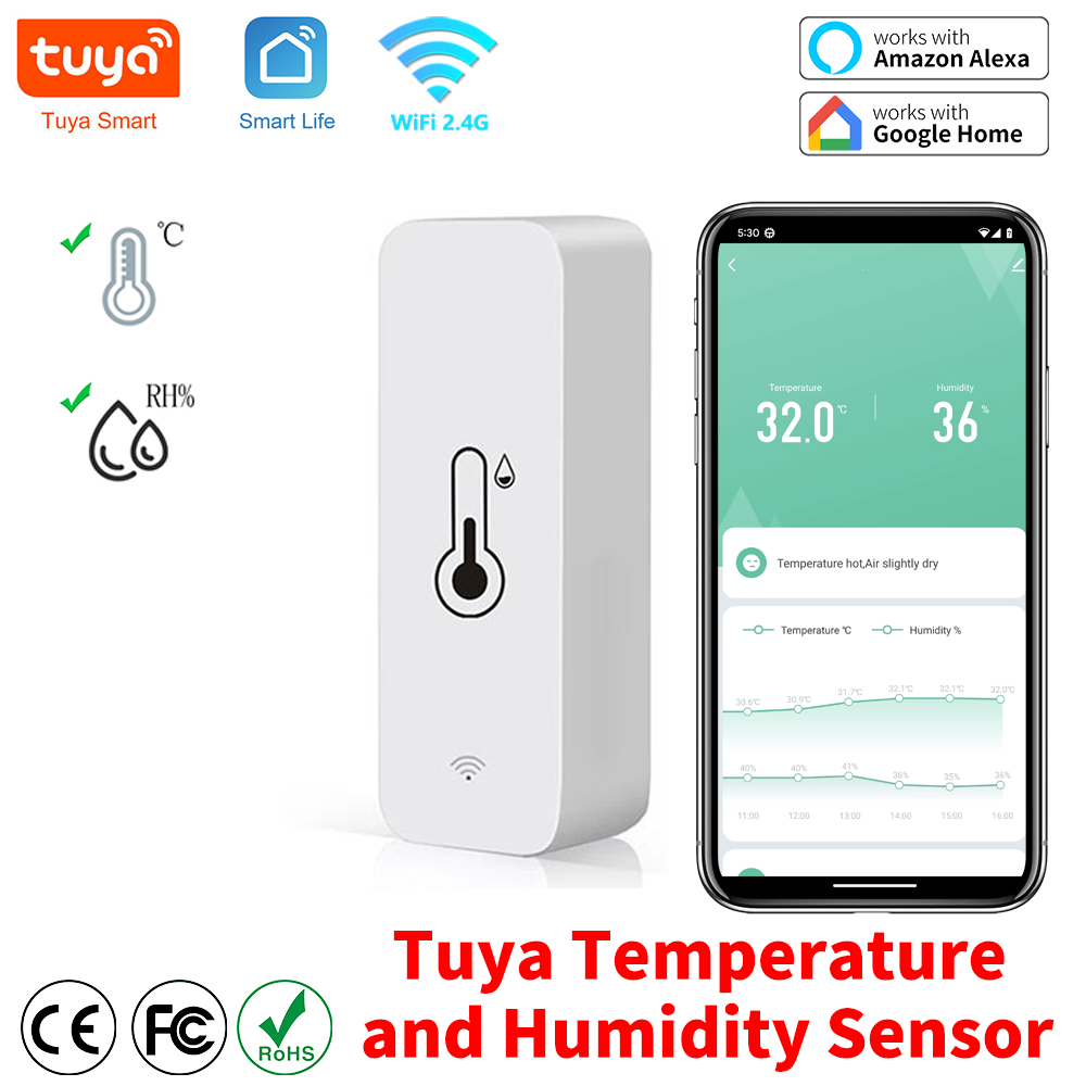 Tuya Zigbee 3.0 Smart Temperature Humidity Sensor APP Remote Monitor Voice Control SmartLife APP for Alexa Yandex Alice