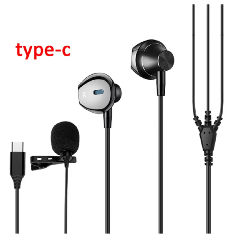 #Lavalier Microphone with Type C&3.5mm Earphone Portable Mini Clip Lapel Mic for Karaoke Live Broadcast Online Class for Samsung Bles Online DZ-10.A2QC