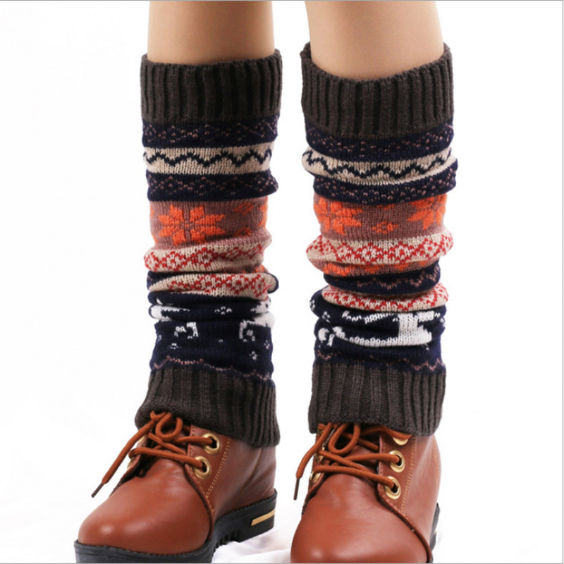 New Woolen Warm Socks Korean Style Autumn and Winter Acrylic Leg Warmers Socks Christmas Socks Christmas Foot Warmers
