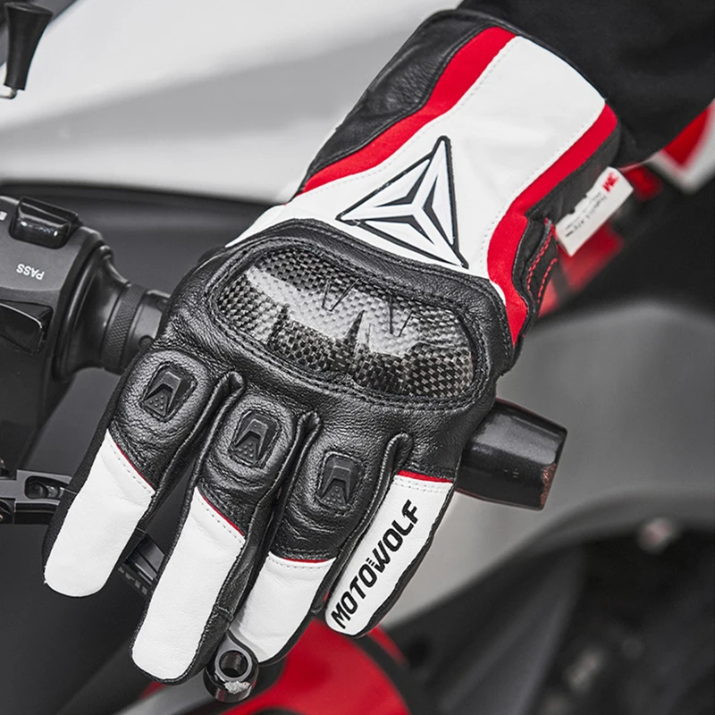 Genuine Leather Motorcycle Gloves Winter Warm Waterproof Windproof Touchscreen Reinforced Palm Cycling Riding Glove Cold Weather