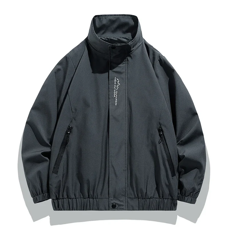 Spring Autumn New Baseball Collar Short Loose Solid Color Jacket Men Business Casual Thin Coat Trend Windbreaker Zipper Jacket