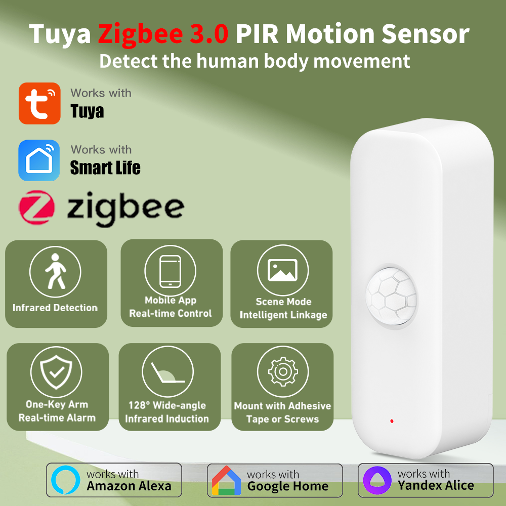 Tuya PIR Sensor Zigbee WiFi Smart Motion Detector APP Remote Control Workwith Yandex SmartLife Alexa