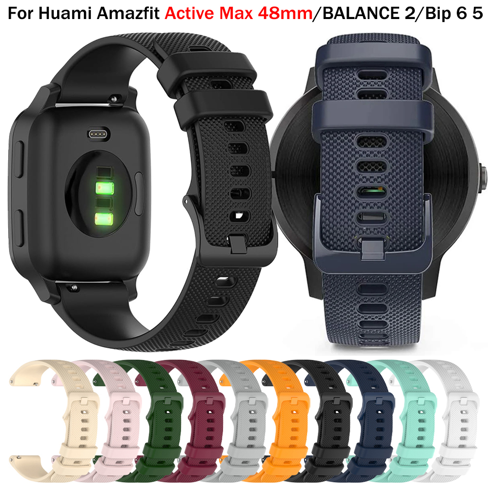 Universal Watch Straps 22mm 20mm For Bip6 5 Bip 3 U S Pro GTS Silicone Band Soft Wristband for Active 2/Max 48mm
