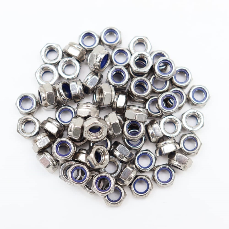 100/5pcs 18-8 Nylon Insert Hex Lock Nuts 304 Stainless Steel DIN985 Self-Locking Nylon Lock Nuts For Automobiles Bicycle Parts