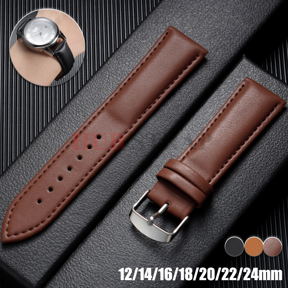 12mm 14mm 16mm 18mm 20mm 22mm 24mm Leather Watchband Replacement Belt Vintage Brown Strap Quick Release Bracelet for Men Women
