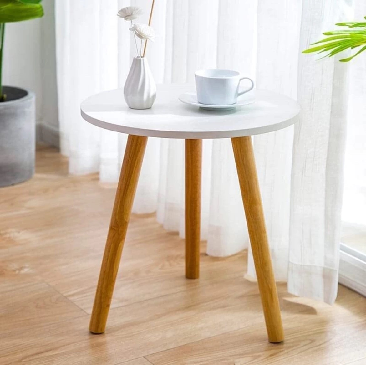 Round Table/ Round Bedside Sofa Side Table/Modern Coffee Table End Table for Living Room Engineered Wood Side Table (Finish Color - White, Pre-assembled)