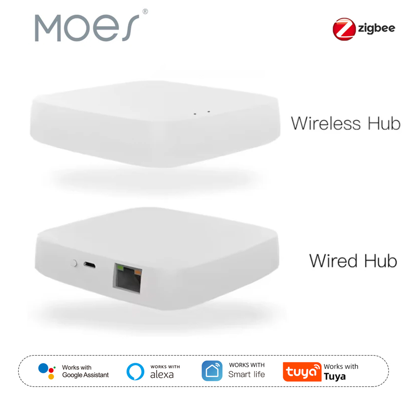 MOES Tuya ZigBee Wired Gateway Smart Hub Wired Remote Controller Mesh Smart Life APP Work With Alexa Home