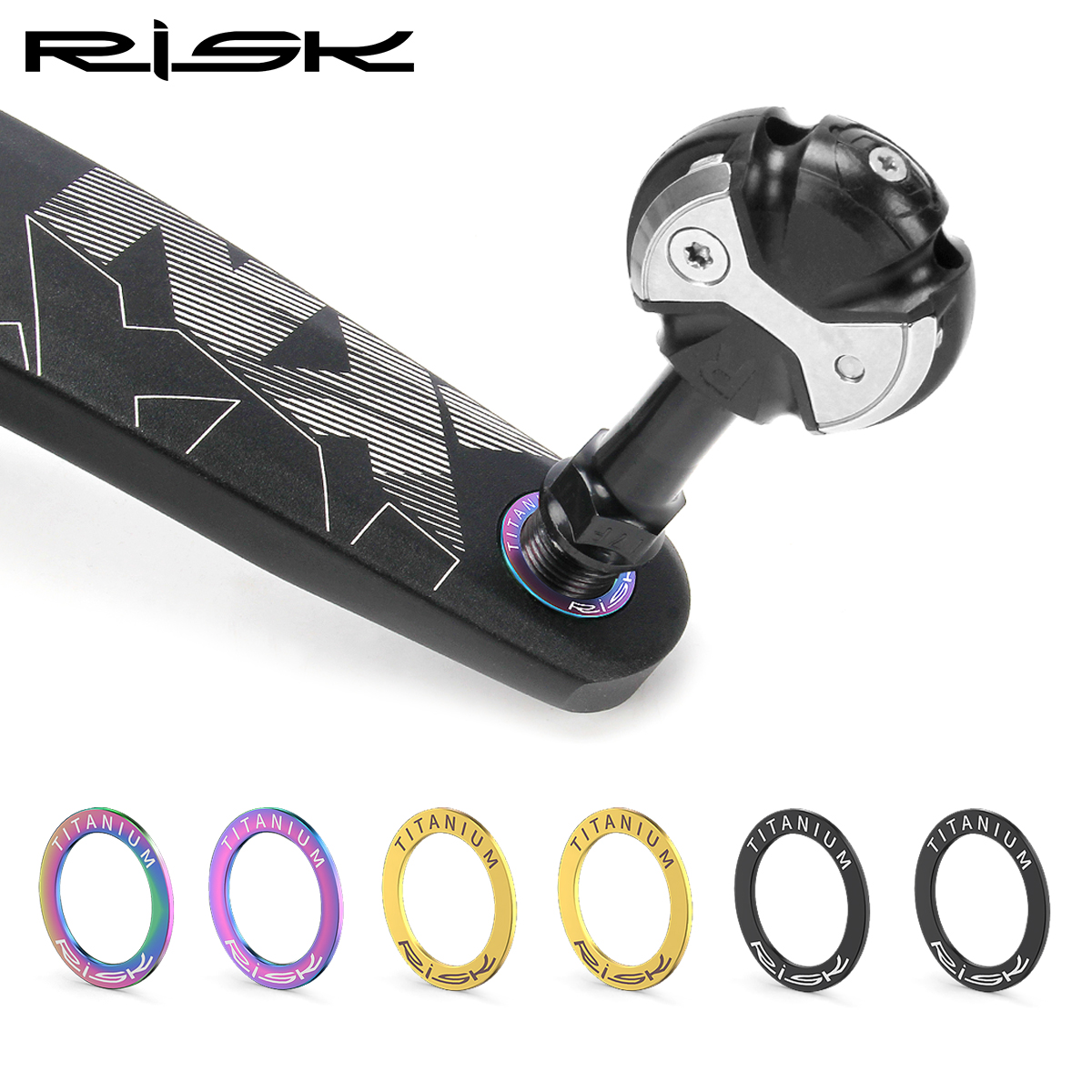 Risk 2pcs Bike Titanium alloy Pedal Washer,OD 20mm Spacer Gasket for MTB Road Bicycle Crank Protection Pad Ring,Repair Gasket
