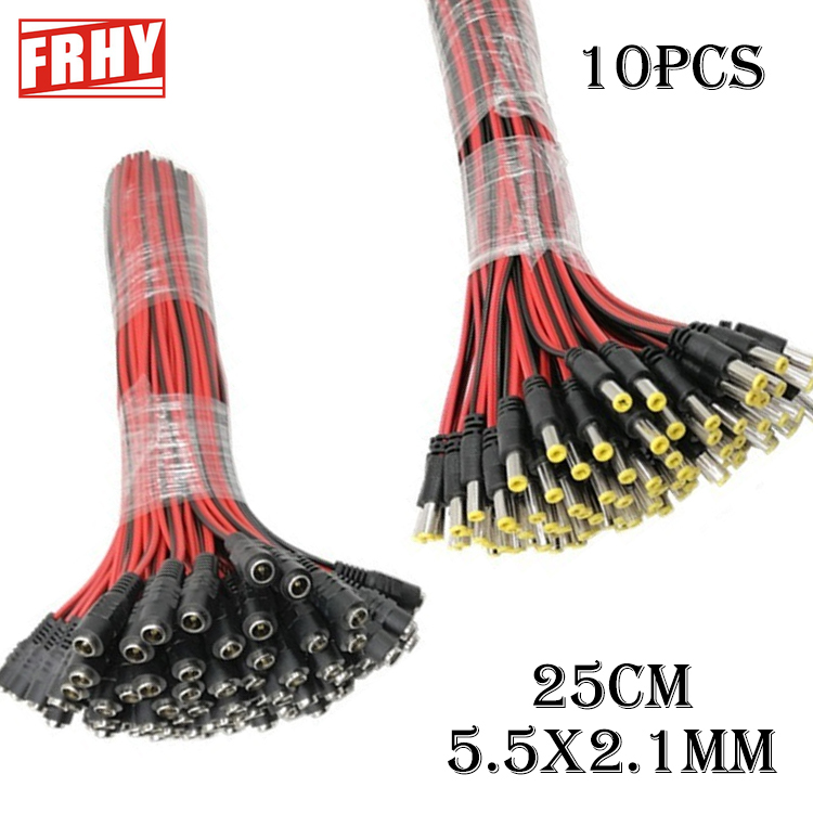 10 PCS Universal DC Power Connector 5.5x2.1mm Male & Female Jacks for LED Strips, CCTV, TVs, Cameras More 5V/12V/24V Compatible