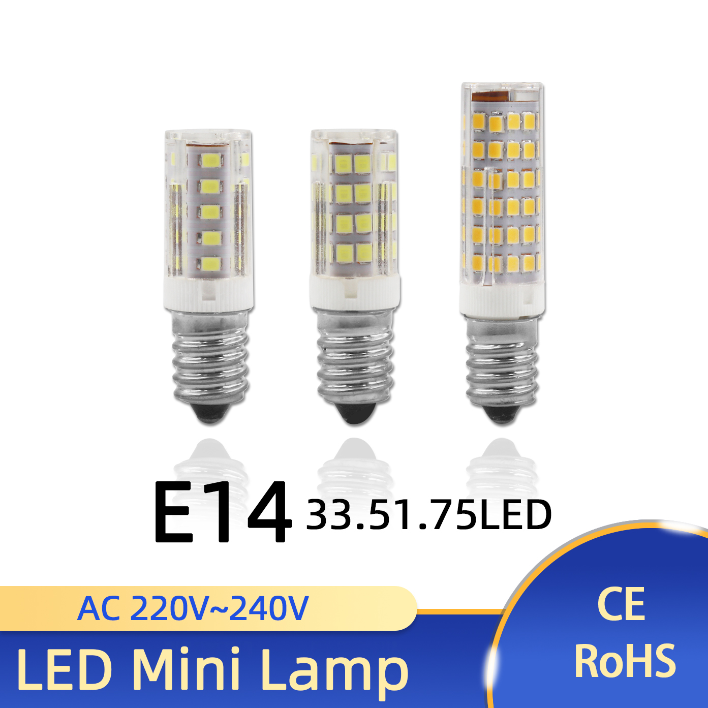E14 LED Lamp 3W 5W 7W AC 220V-240V 2835 SMD LED Bulb Cold White Warm White LED Mini corn light indoor light For Living Room Use