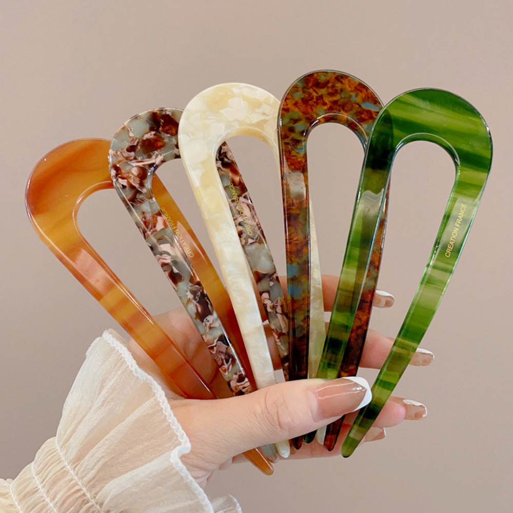 1/2/3pcs Acetate U-shape Chinese Hairpin Fork Hair Sticks Women Girls Vintage Styling Hair Accessories Clip Barrette Comb Tool
