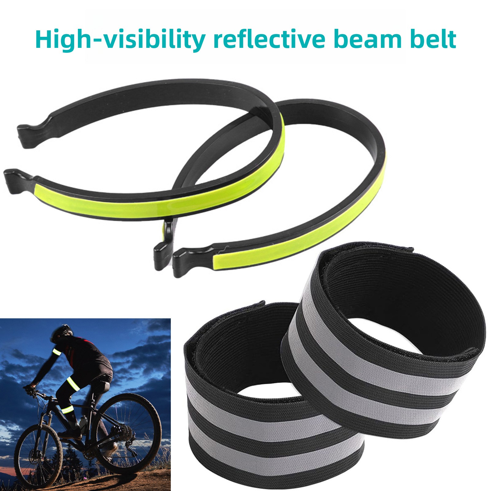 2 Pairs of Bicycle Reflective Pants Clips Drawstring Pants Cycling Equipment Pants Clip Ring with Reflective Label